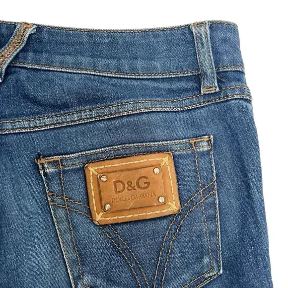 Dolce & Gabbana Women's Skinny Jeans - Dark Blue with Brown Patch - Picture 4 of 12